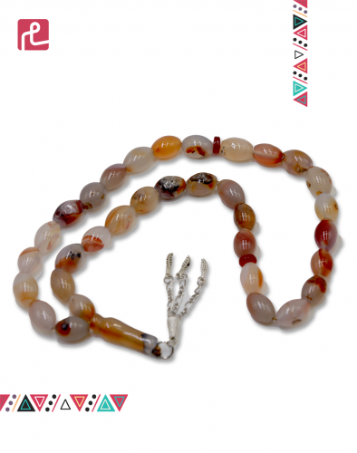 مسبحة من حجر العقيق مع الكوارتز الطبيعي