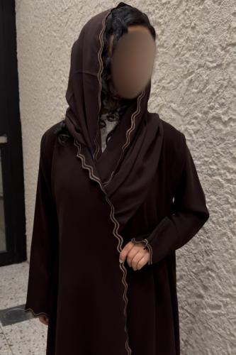 عباية كريب سراميك اندونيسي مع تطريز يدوي