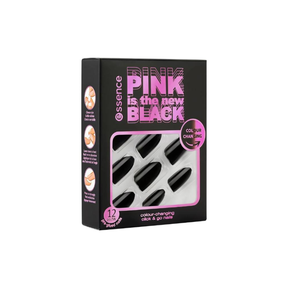 ايسنس أظافر بينك إيز نيو بلاك، أظافر كليك آند جو المتغيرة اللون 01