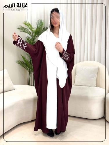 عباية نص بشت عنابي كريب انترنت