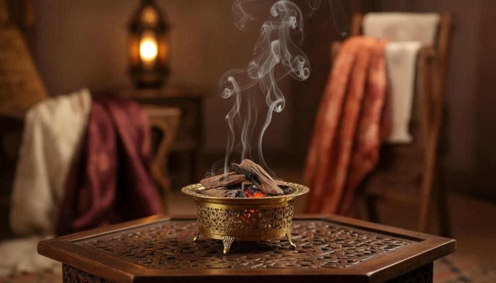 طريقة تبخير الشعر والمناشف باستخدام بخور العود من متجر شاع العود