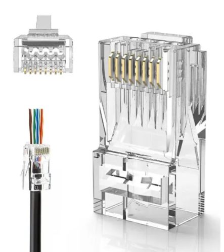 RJ45 Modular Plug UTP CAT6 4U4D 94V-2 BRASS 3PRONG...