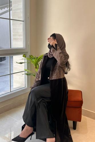 عباية جاكار بني مع مخمل