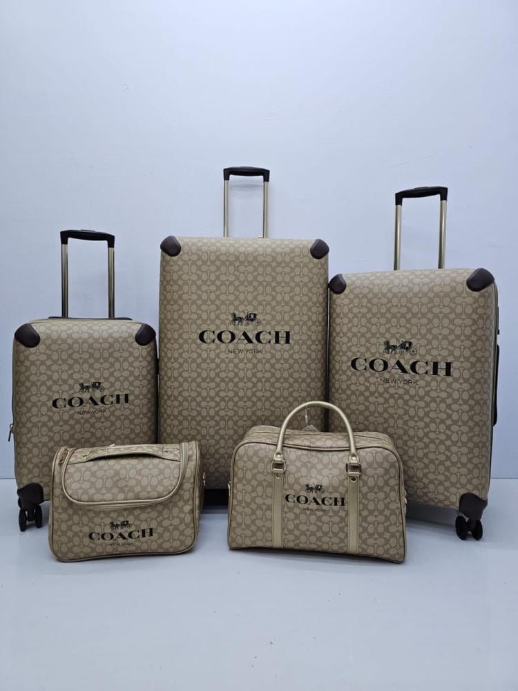 5 Pieces Leather Covered Fiber Luggage Set - حقيبة التميز