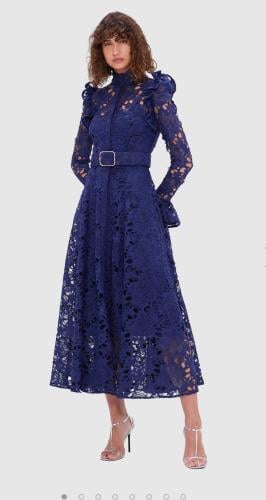 Aliyah Lace Butterfly Sleeve Midi Dress - Oxford B...