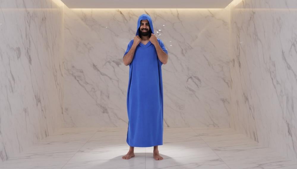 روب استحمام رجالي RJ يوفر راحة وتجفيف سريع بعد الاستحمام