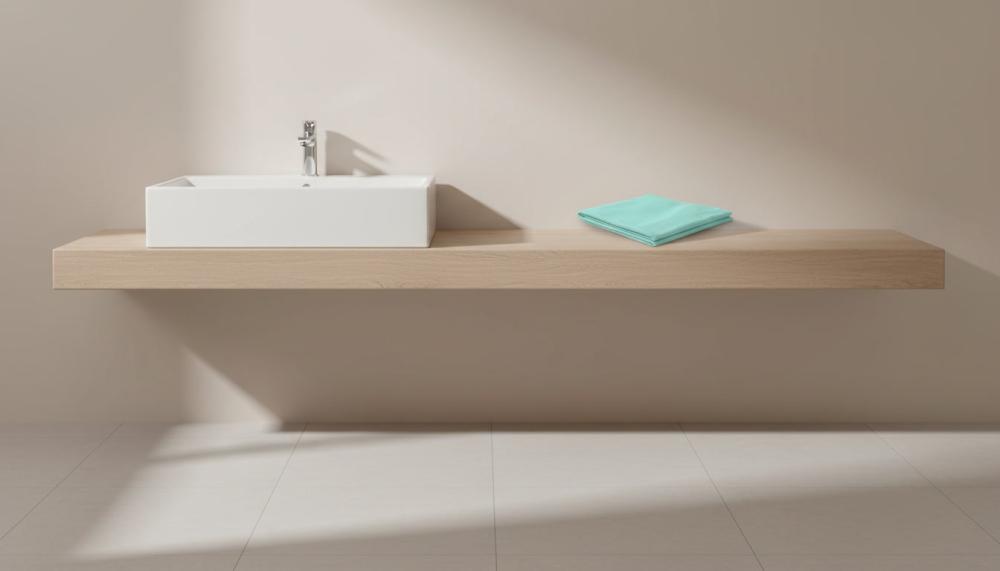 منشفة خضراء فاتحة مطوية بشكل مسطح ضمن حفاظ على مناشف الحمام