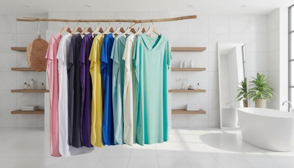 مجموعة أرواب حمام ضد البكتيريا RJ قطنية متعددة الألوان عملية