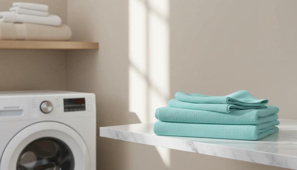 طريقة غسل المناشف في الغسالة الاوتوماتيك منشفة RJ في غرفة غسيل