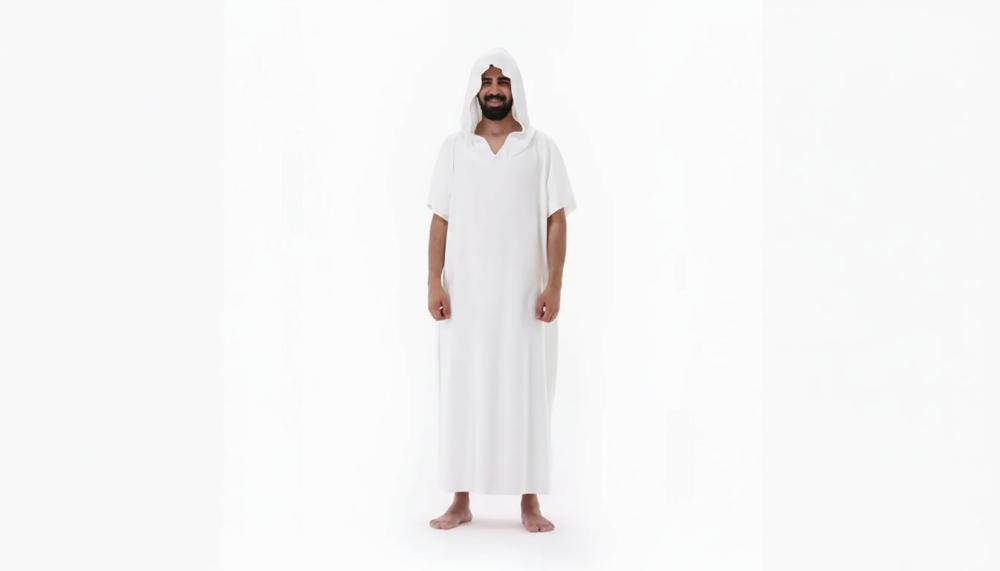 روب استحمام رجالي أبيض طويل بغطاء رأس للاستخدام اليومي من متجر RJ