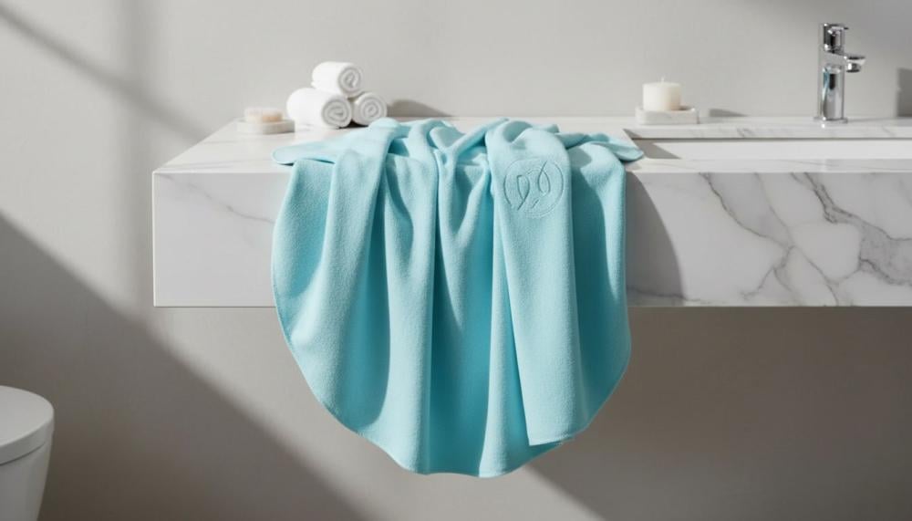 منشفة استحمام RJ معلقة بنسيج قطني ناعم ولون فيروزي مميز