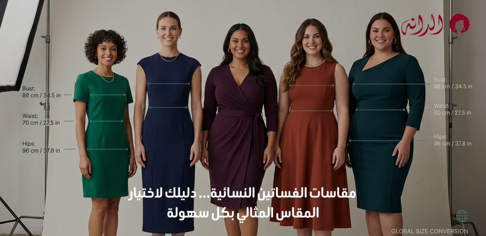 مقاسات الفساتين النسائية