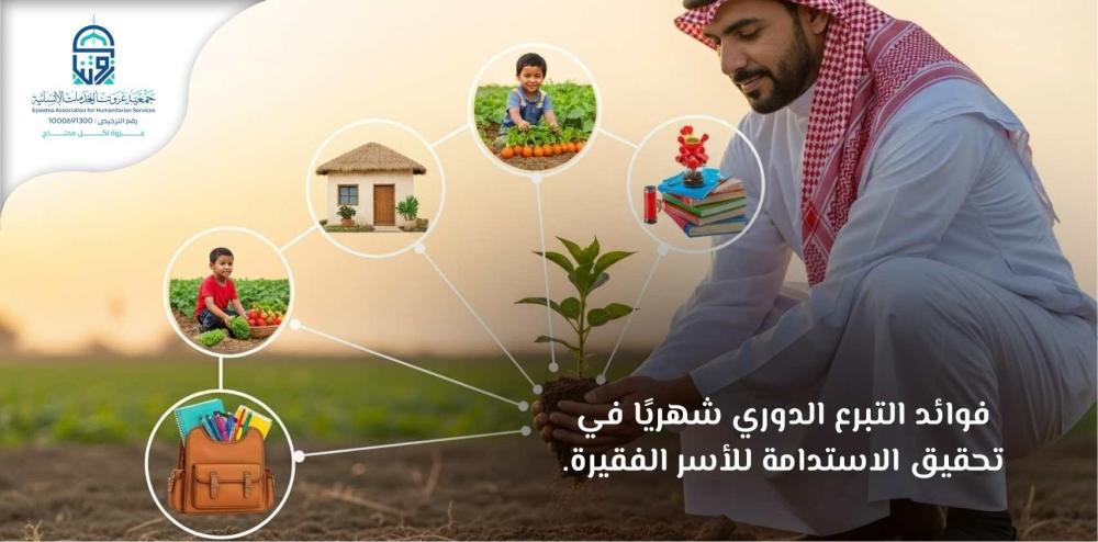 فوائد التبرع الدوري شهريًا في تحقيق الاستدامة للأسر الفقيرة.