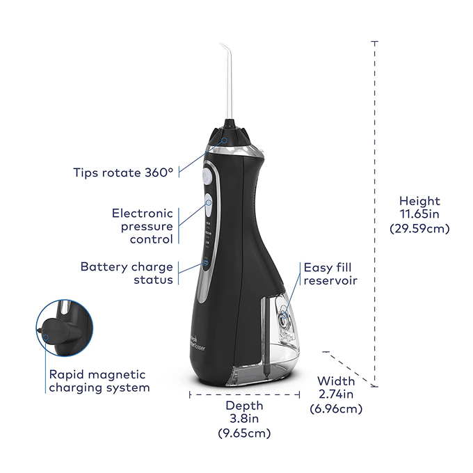 جهاز تنظيف الأسنان لاسلكي ادفانس من وتربيك- أسود