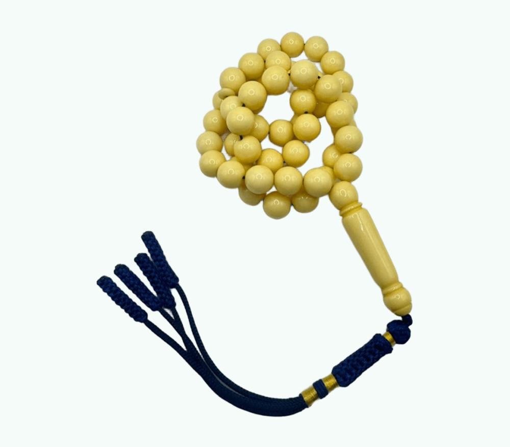 مسباح بكلايت أصفر 51 خرزة 10 ملم بكركوشة تفصال يدوي