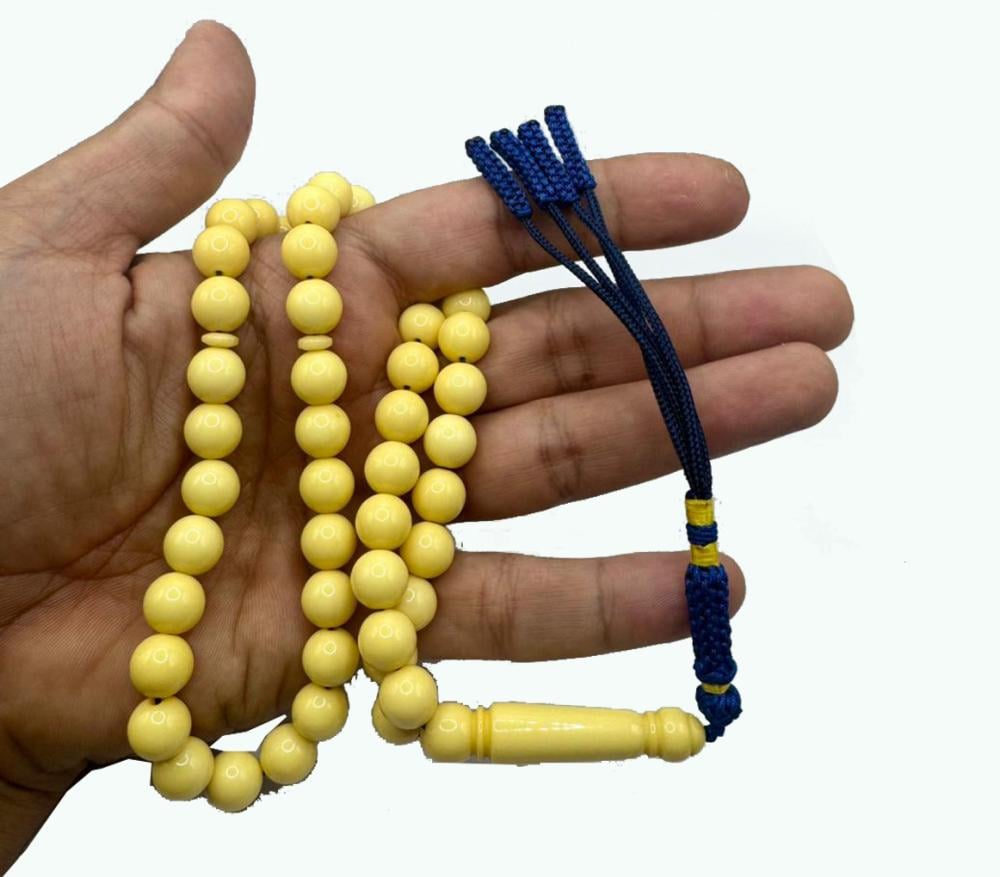 مسباح بكلايت أصفر 51 خرزة 10 ملم بكركوشة تفصال يدوي