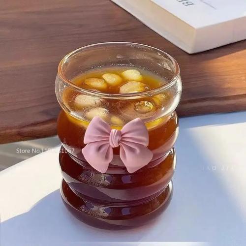 القوس عقدة Kawaii الزجاج القدح المتخصصة رسمت باليد...