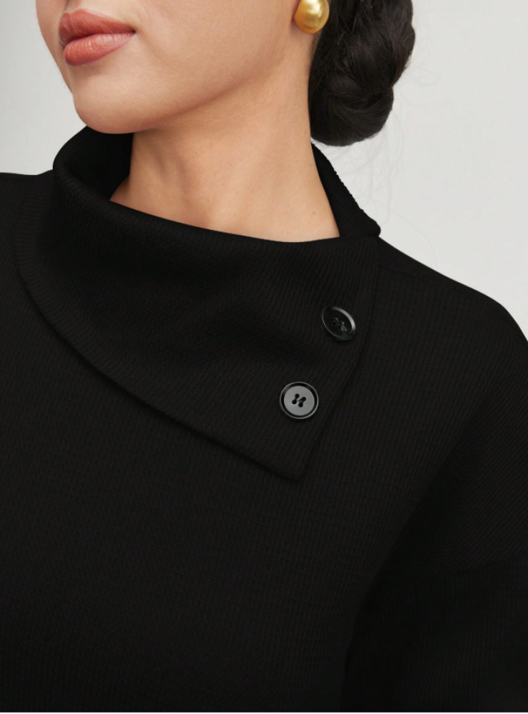 فستان طويل عربي متواضع بأكمام طويلة وياقة عالية وجيب للنساء فستان طويل