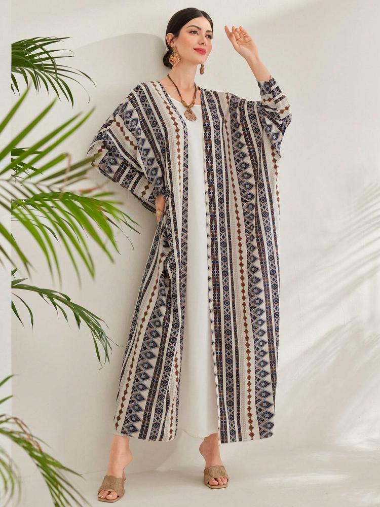 عباءة عربية طويلة الأكمام كاجوال مطبوعة بالقمر للنساء