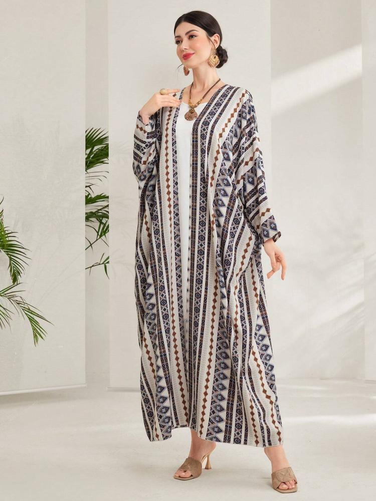 عباءة عربية طويلة الأكمام كاجوال مطبوعة بالقمر للنساء