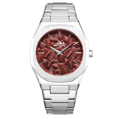 ساعة يد رجال ماركة برهان Burhan Watch Red Silver