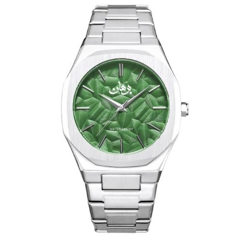 ساعة يد رجال ماركة برهان Burhan Watch Green Silver