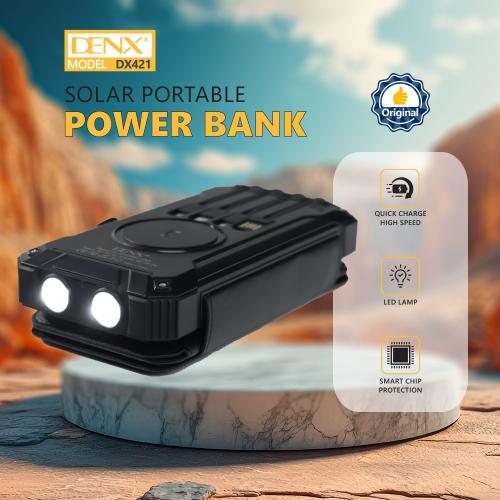 باور بنك شمسي مع كشاف LED – شاحن متنقل دينكس بضمان سنتين