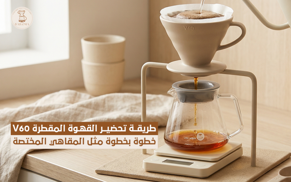 طريقة تحضير القهوة المقطرة V60 خطوة بخطوة مثل المقاهي المختصة