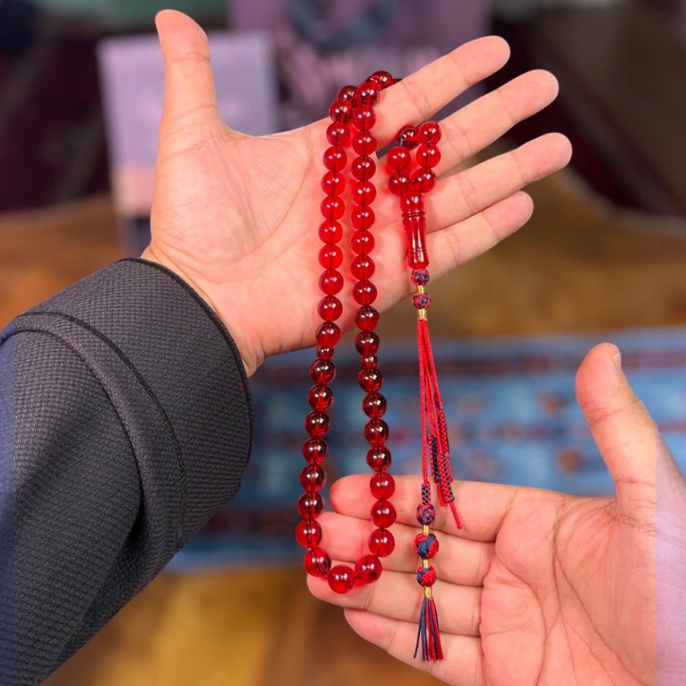 سبحة عنابي - مسباح زعفراني - سبح رجالية - مورقن