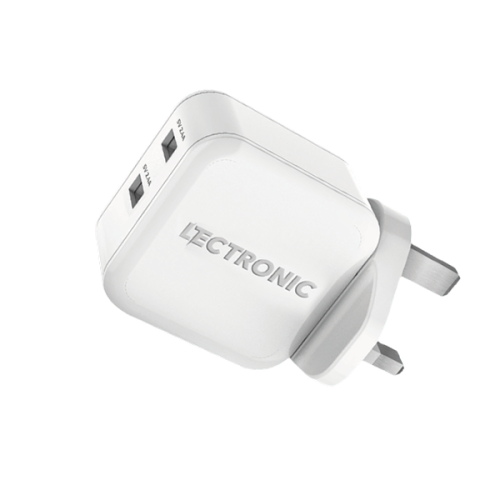 شاحن جداري ليكترونك – 24 واط – بمنفذين USB-A + كيب...