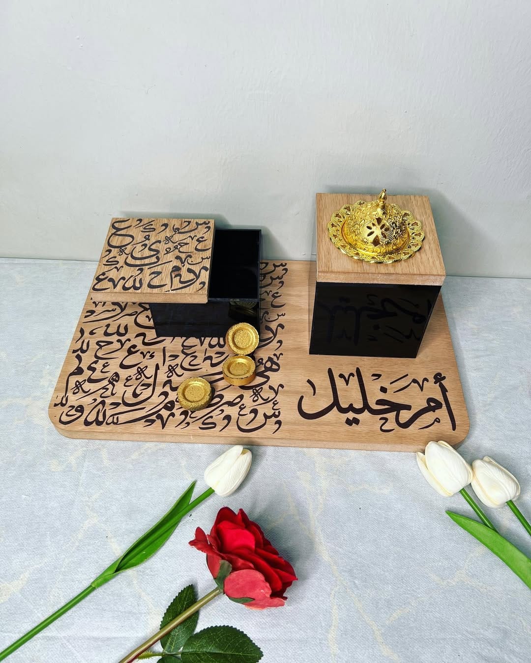 مبخرة خشب + اكريليك فاخرة مميزة