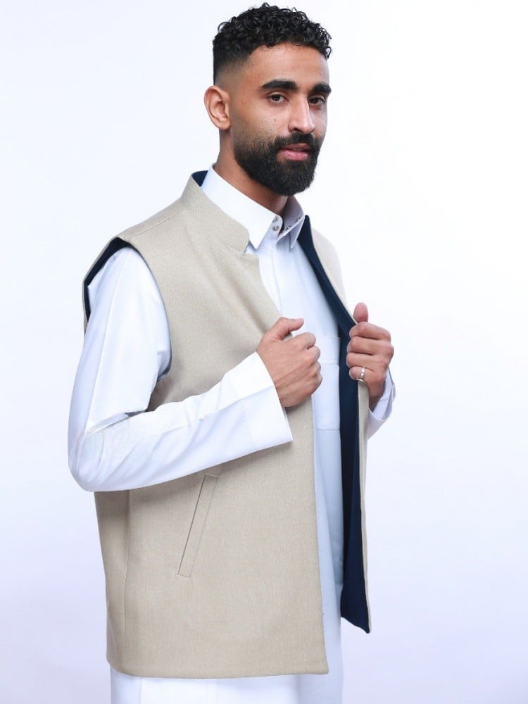 سديري جوخ دبل فيس كحلي -بيج