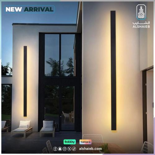 ابليك جداري مودرن اسود إنارة لون الاضاءة اصفر طول...