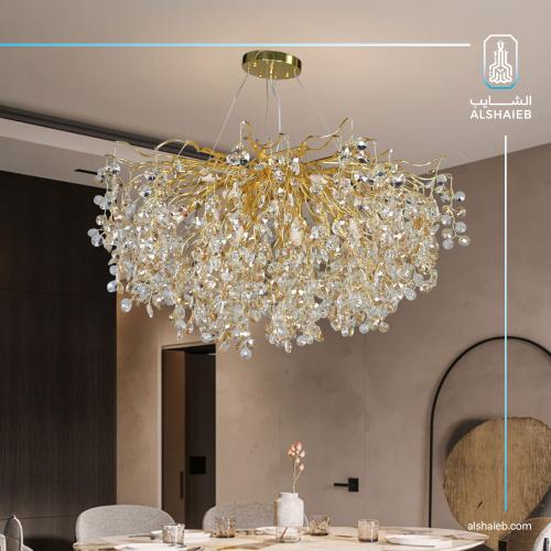 نجف مودرن ذهبي شفاف عسلي E14*15L قطر 100 سم