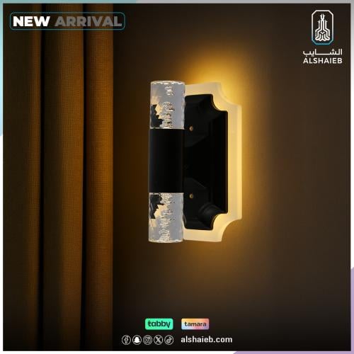 ابليك جداري مودرن اسود لون الانارة 3اضاءات 7 واط