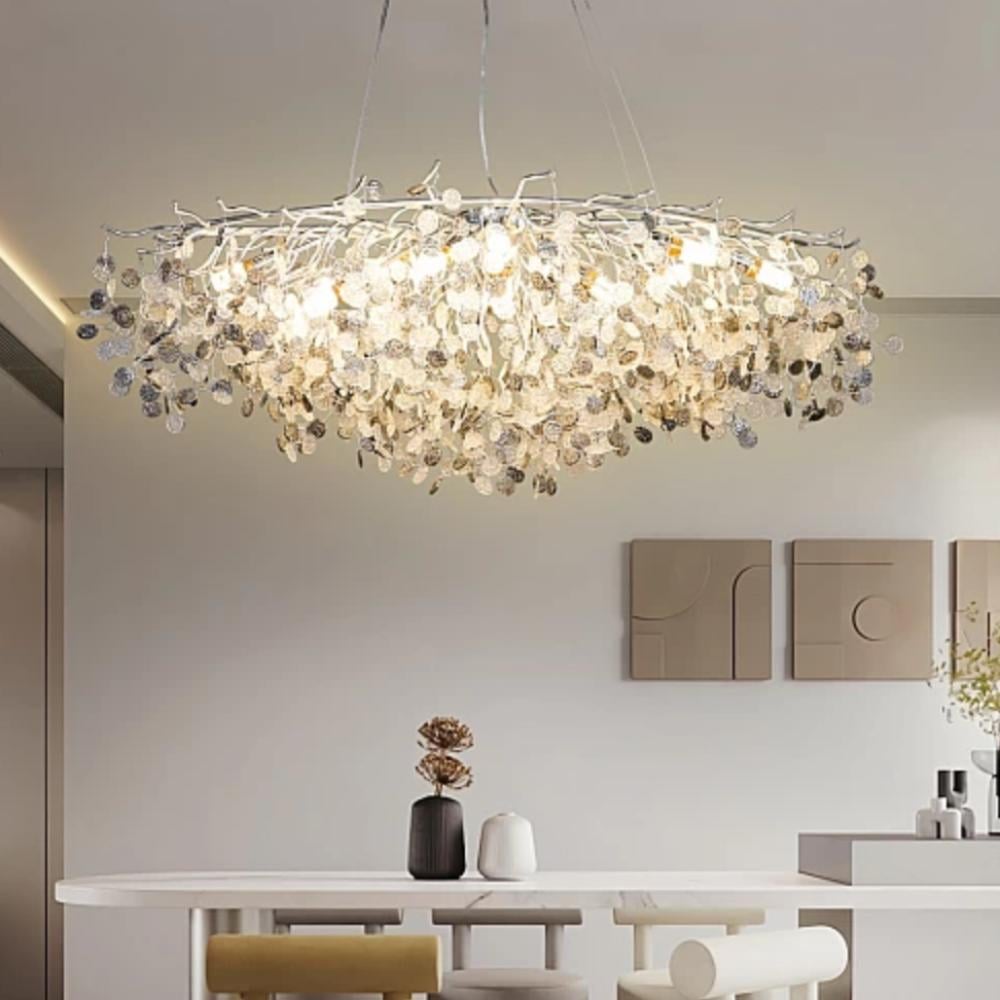 نجف كريستالي رمادي مستطيل مقاس 120 سم