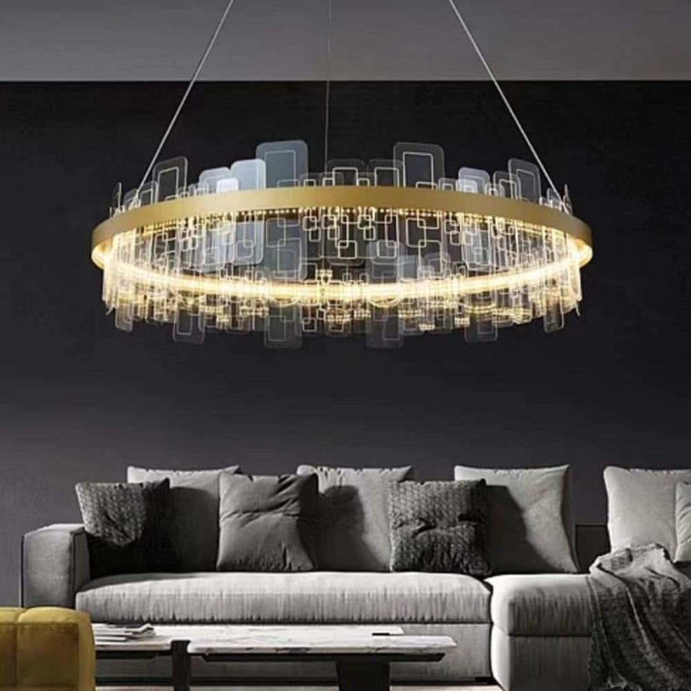 ثريا كرافت شلندر مودرن زيتي مع لون الانارة 3اضاءات متغيرة قطر 60 سم