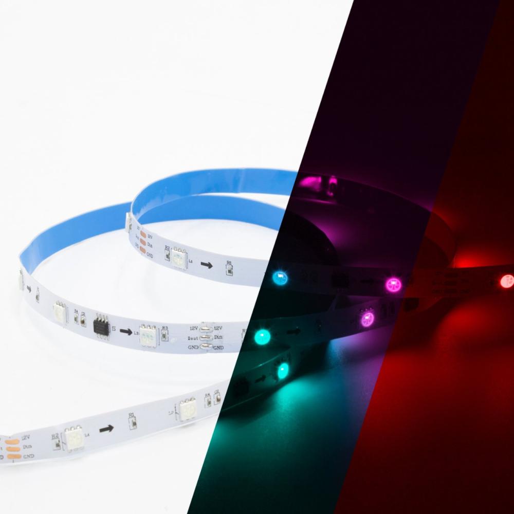 شريط ليد لاصق مخفي ملون لفة RGB- 12W-24V-5M مع وحدة التحكم