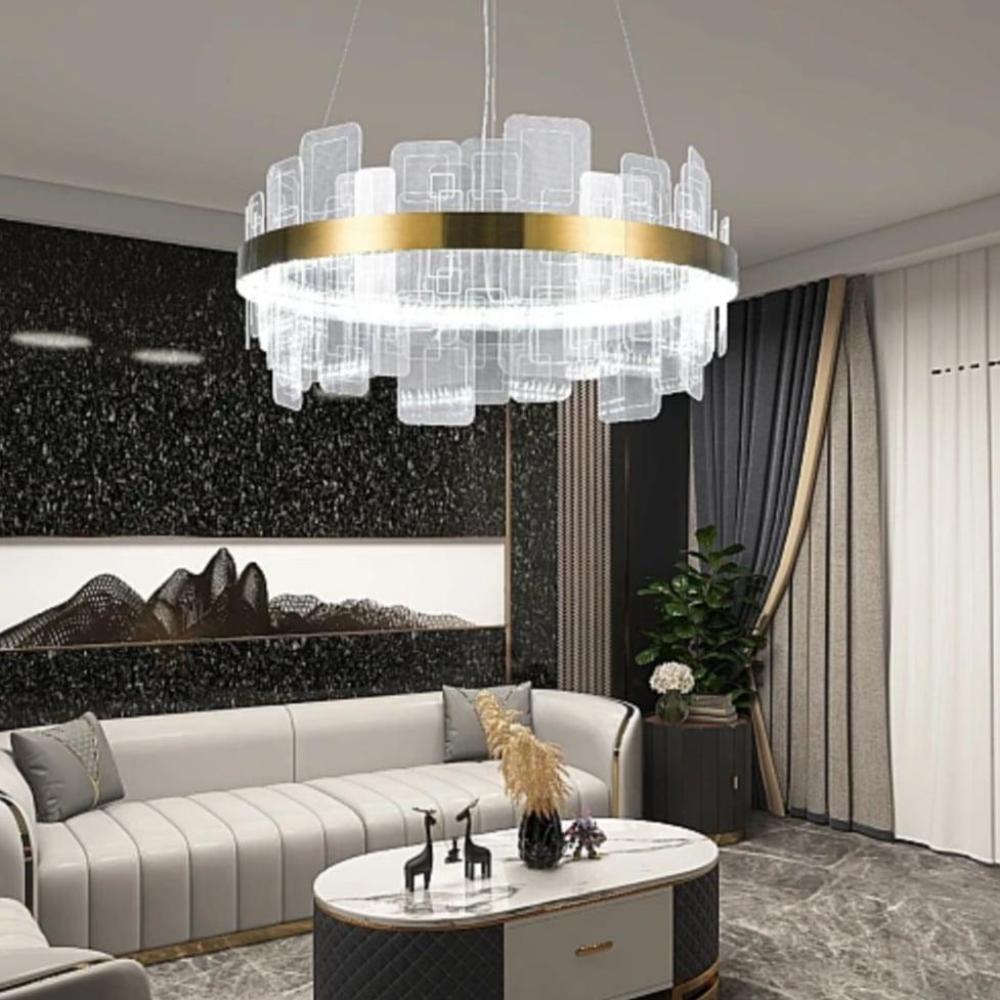 ثريا كرافت شلندر مودرن زيتي مع لون الانارة 3اضاءات متغيرة قطر 60 سم