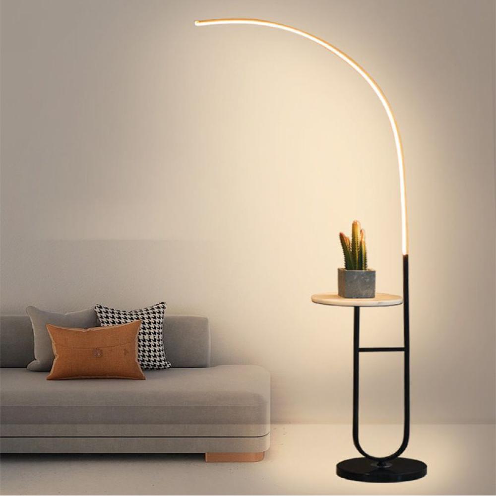 ابجودة أرضية منحنية من الرخام والأكريليك، أسود، إضاءة ثلاثية الألوان