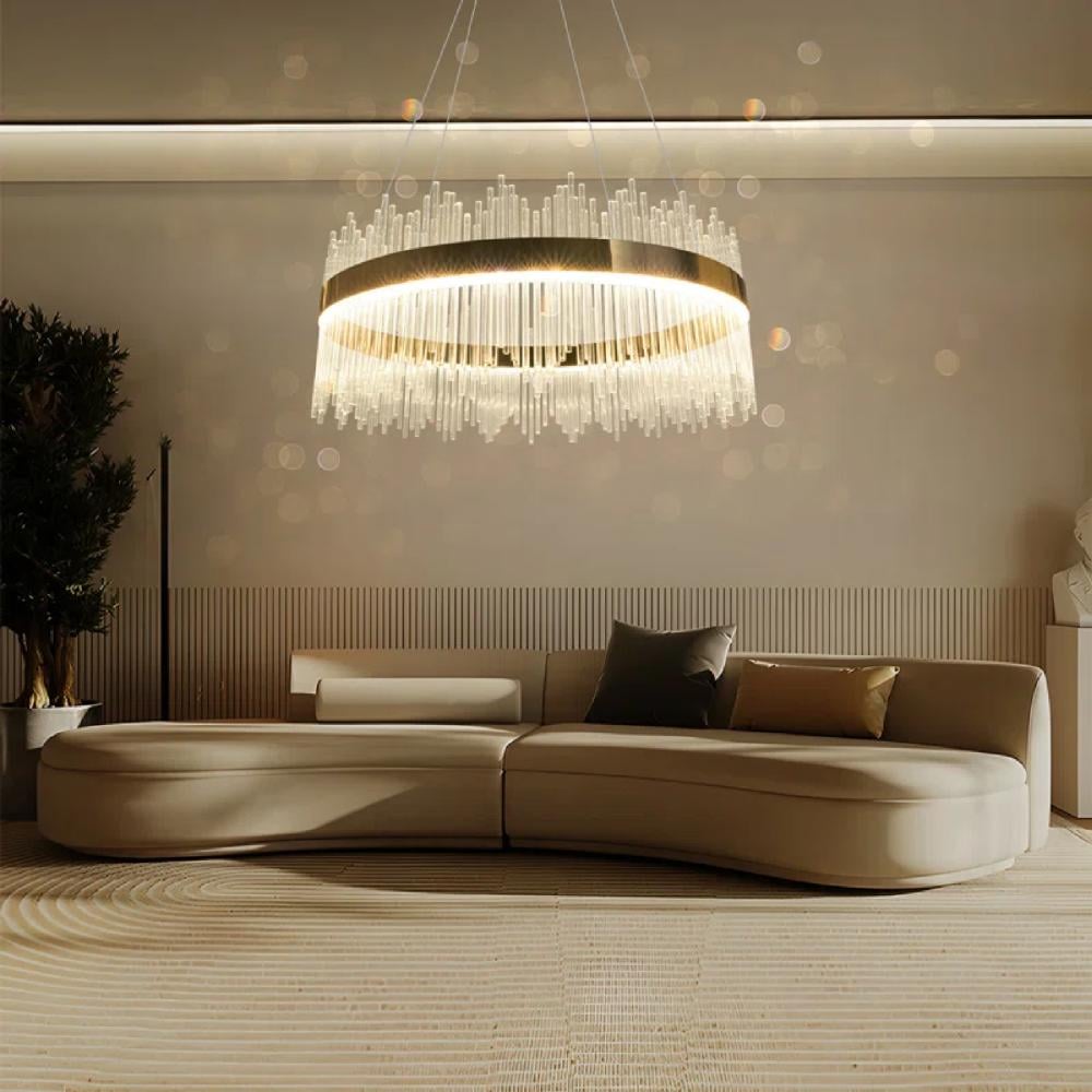 نجف بلمسات من الكريستال إضاءة سقف مودرن متعددة الألوان (  اصفر + ابيض + كريمي ) قطر 60 سم