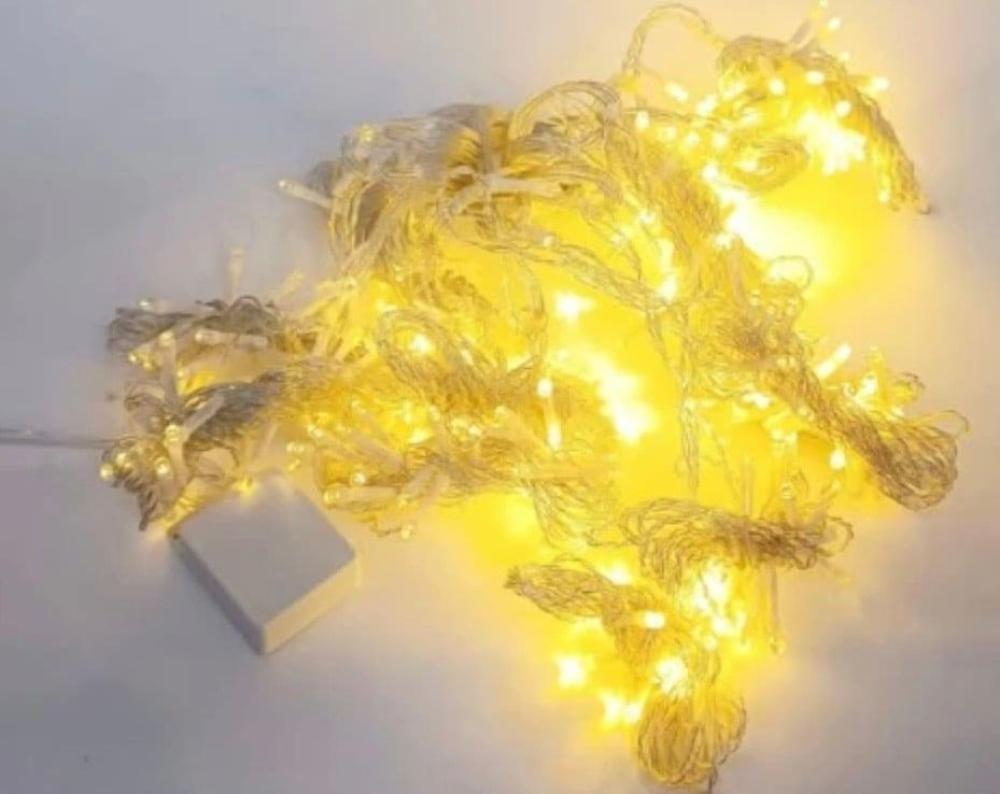 ستارة مضيئة طول 3 متر عرض 2 متر اصفر خارجي قابل للتوصيل