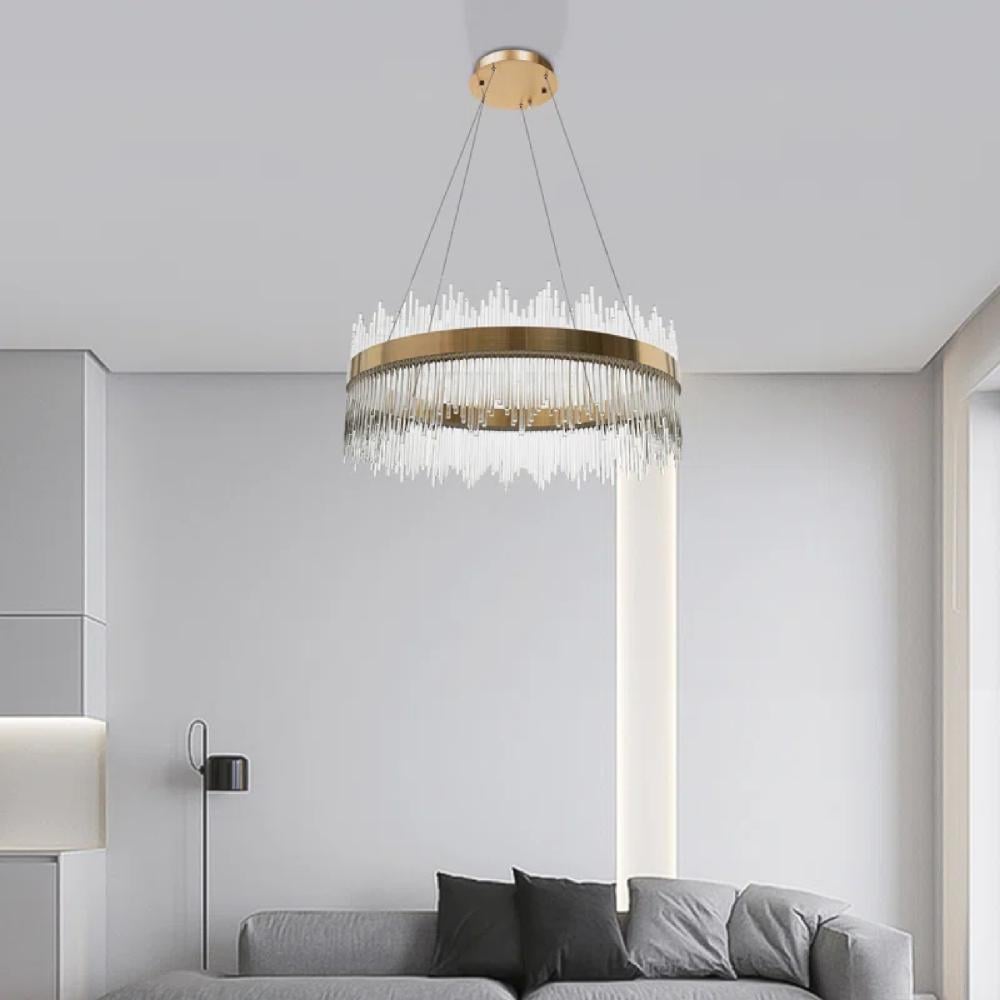 نجف بلمسات من الكريستال إضاءة سقف مودرن متعددة الألوان (  اصفر + ابيض + كريمي ) قطر 60 سم