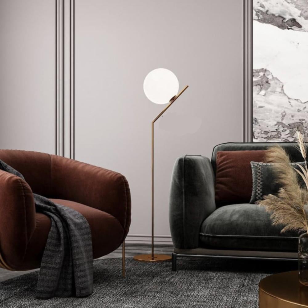 مصباح أرضي ذهبي من الزجاج الأوبال