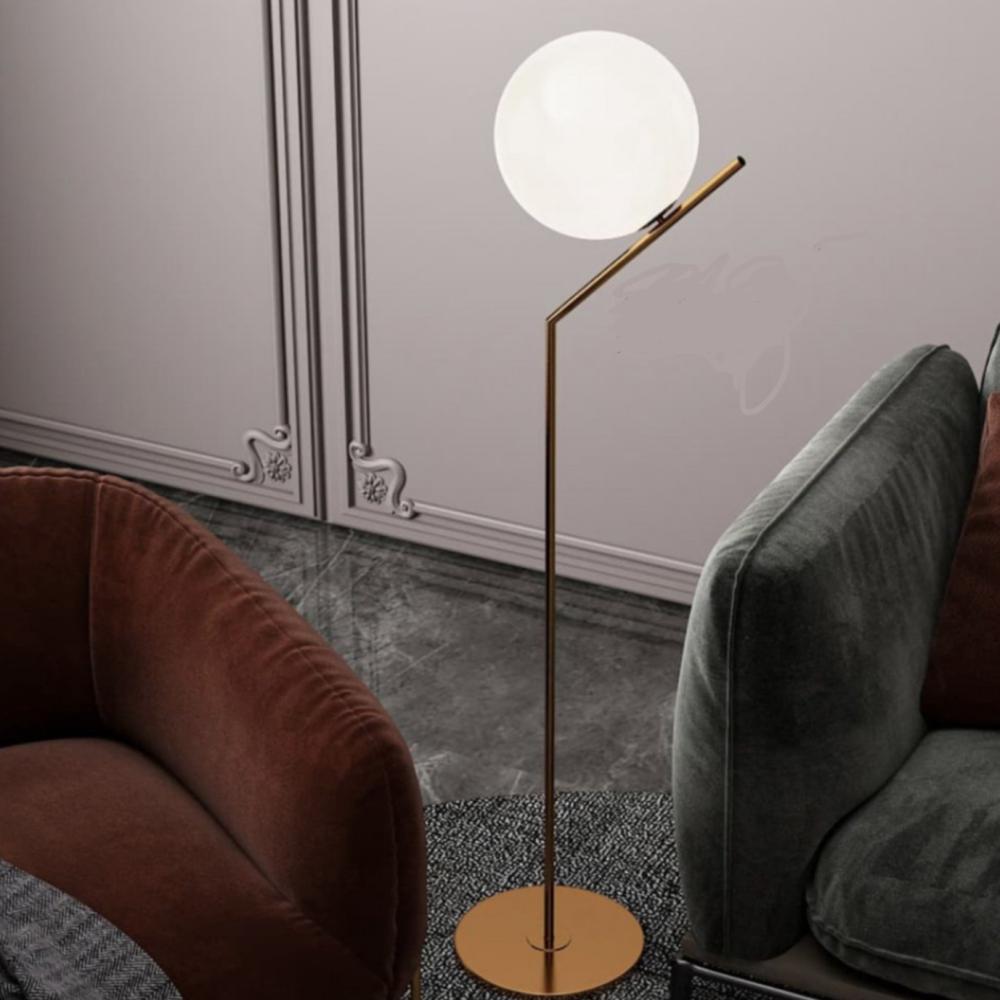 مصباح أرضي ذهبي من الزجاج الأوبال