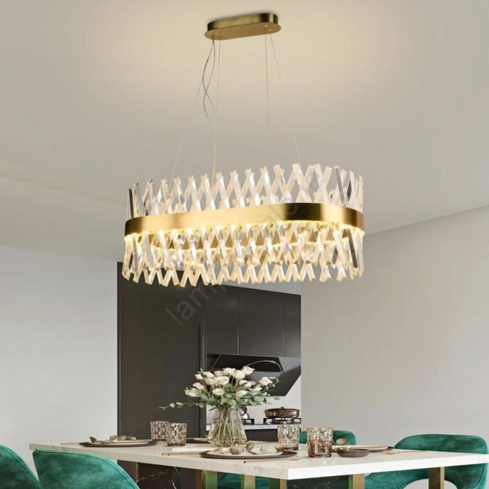 نجف كريستالي مودرن بيضاوي باضاءة متغيرة مقاس متر