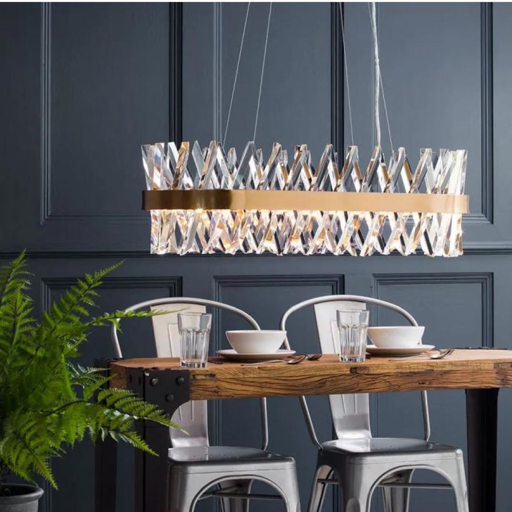 نجف كريستالي مودرن بيضاوي باضاءة متغيرة مقاس متر