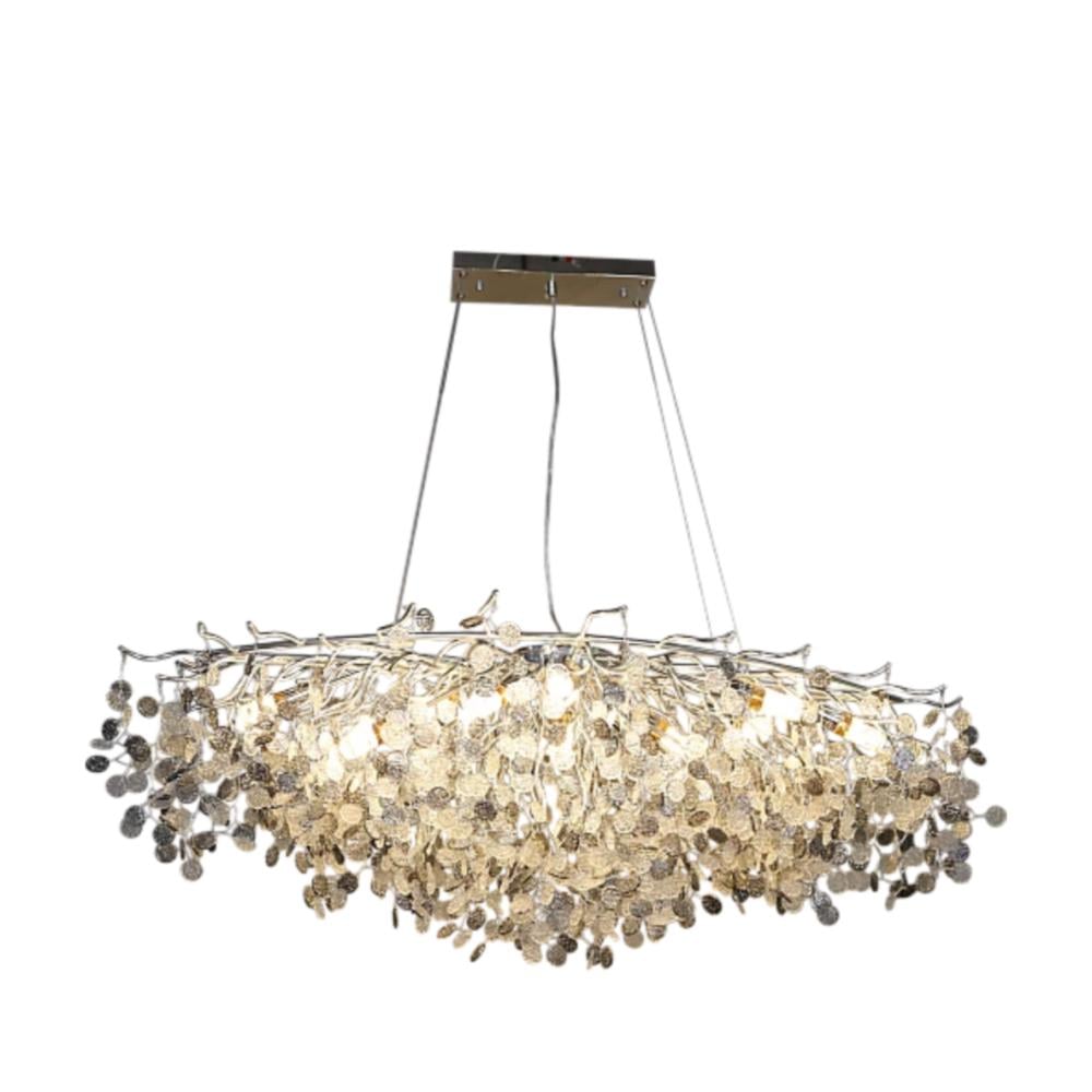 نجف كريستالي رمادي مستطيل مقاس 120 سم