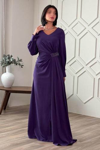 فستان ماكسي درابيه بطرف جانبي