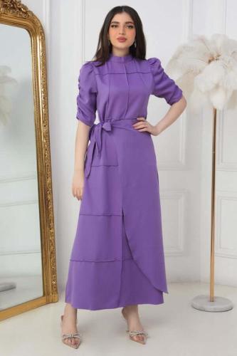 فستان بتصميم لف برباط لون موف